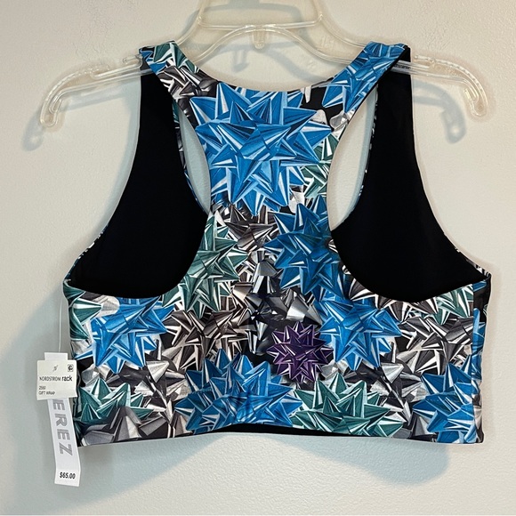 Terez Gift Wrap Sports Bra Black/Silver/Blue - Picture 2 of 4